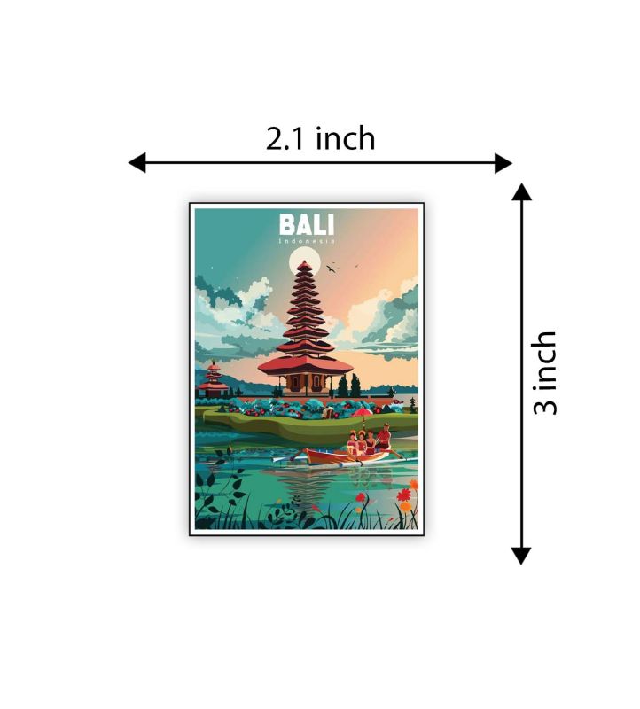 Wooden Fridge Magnet Indian Souvenir Gift Items  Gift for Travels  Decorative Magnet for Kitchen, Refrigerator Door, Home Decor (Bali)